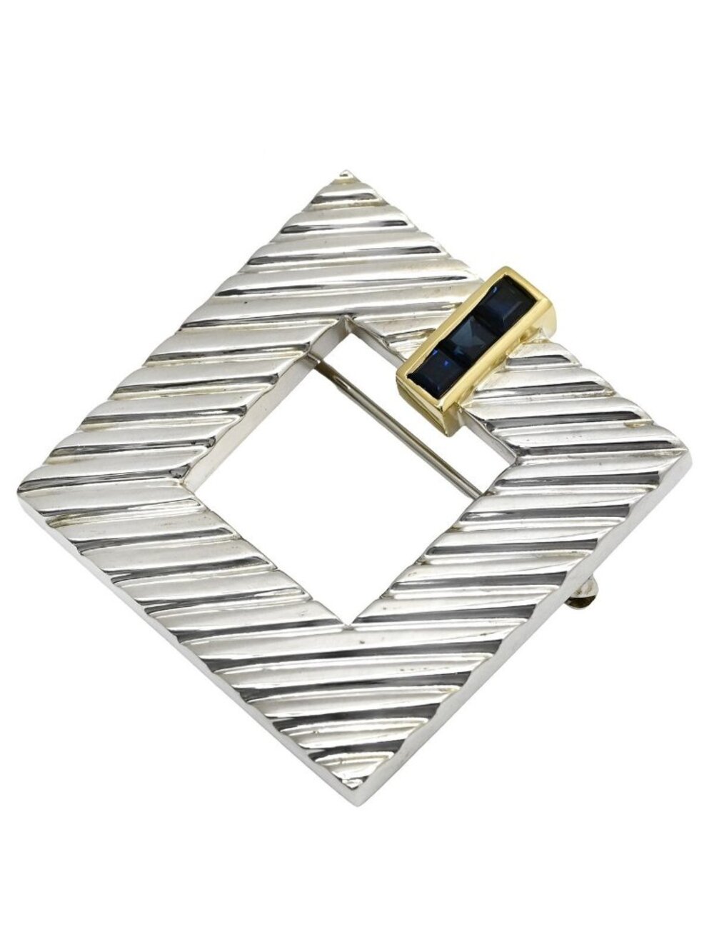 Tiffany & Co Brooch Square Silver Yellow Gold 18k